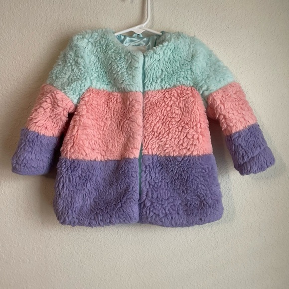 Cat & Jack Mint, Pink, and Purple Warm and Cozy Pea Coat size 2T - Picture 4 of 5